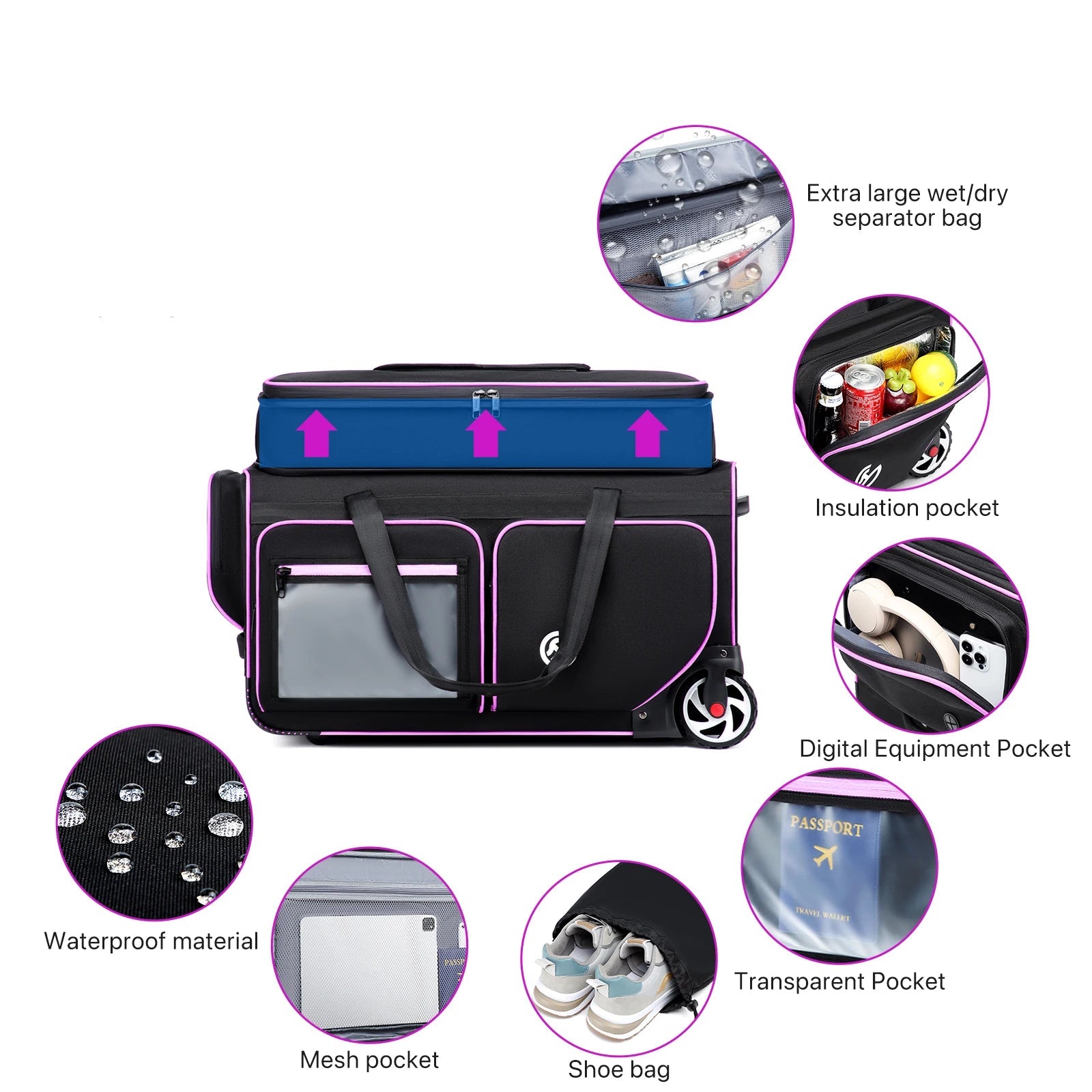 Travel Bag With Adjustable Garment Rack