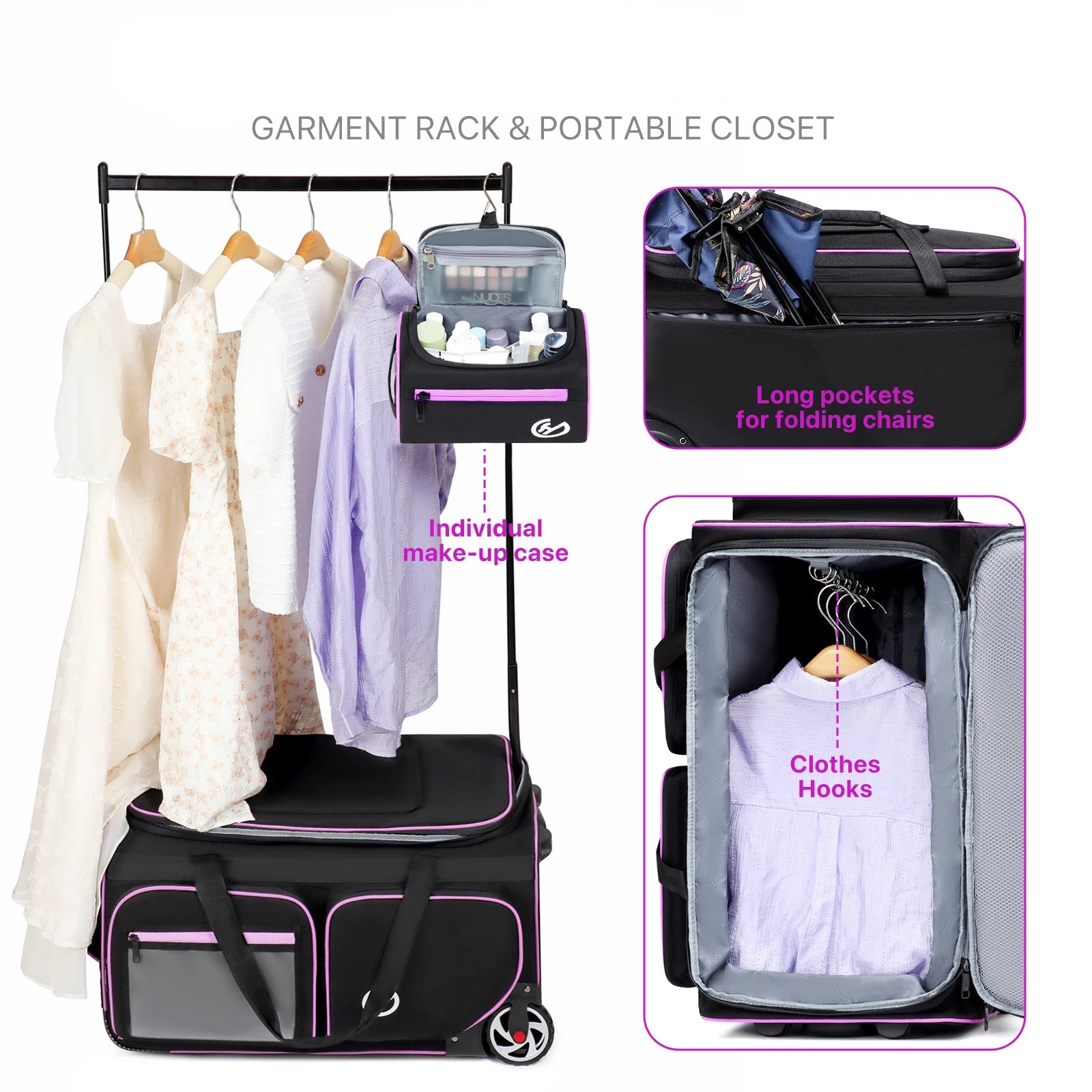 Travel Bag With Adjustable Garment Rack