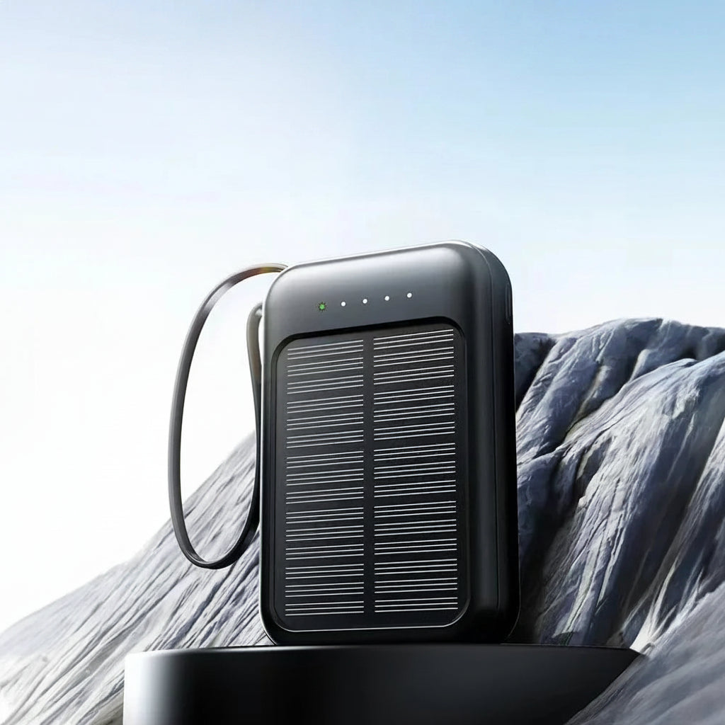 Portable Solar Power Bank with LED Light