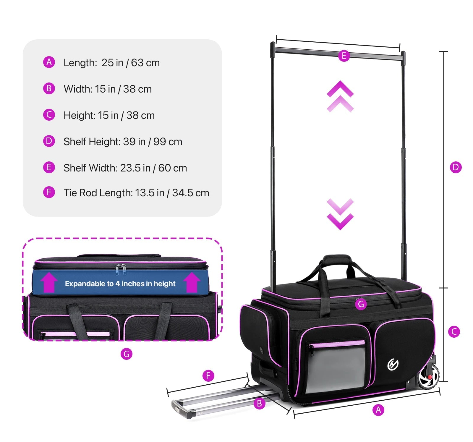 Travel Bag With Adjustable Garment Rack
