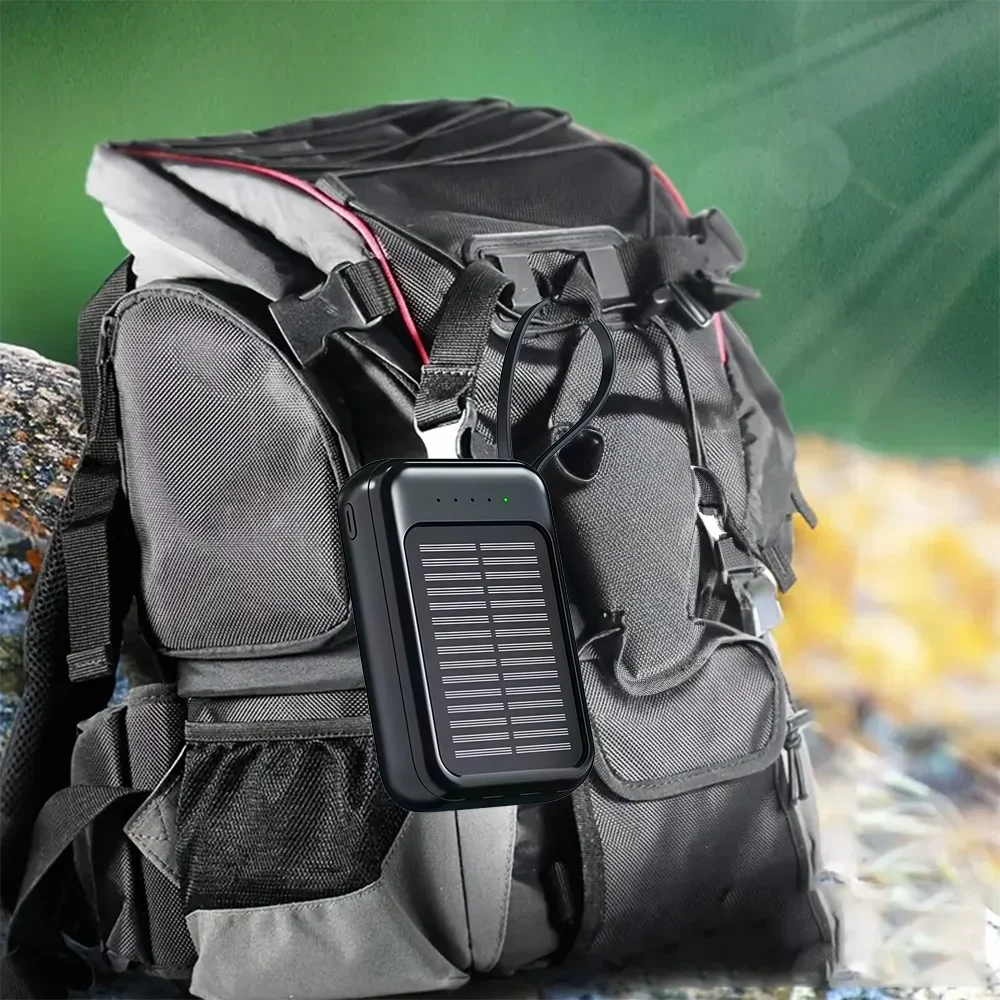 Portable Solar Power Bank with LED Light