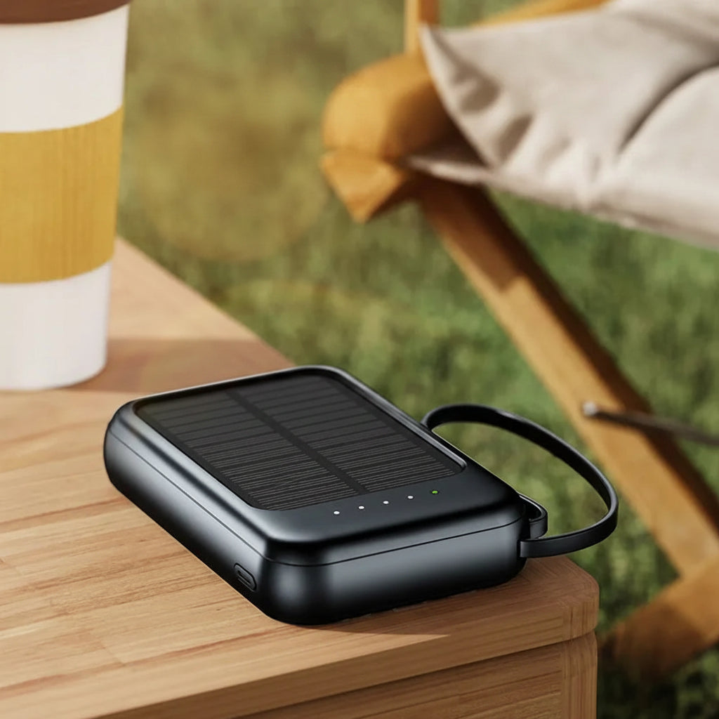 Portable Solar Power Bank with LED Light