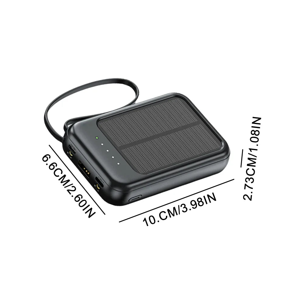 Portable Solar Power Bank with LED Light