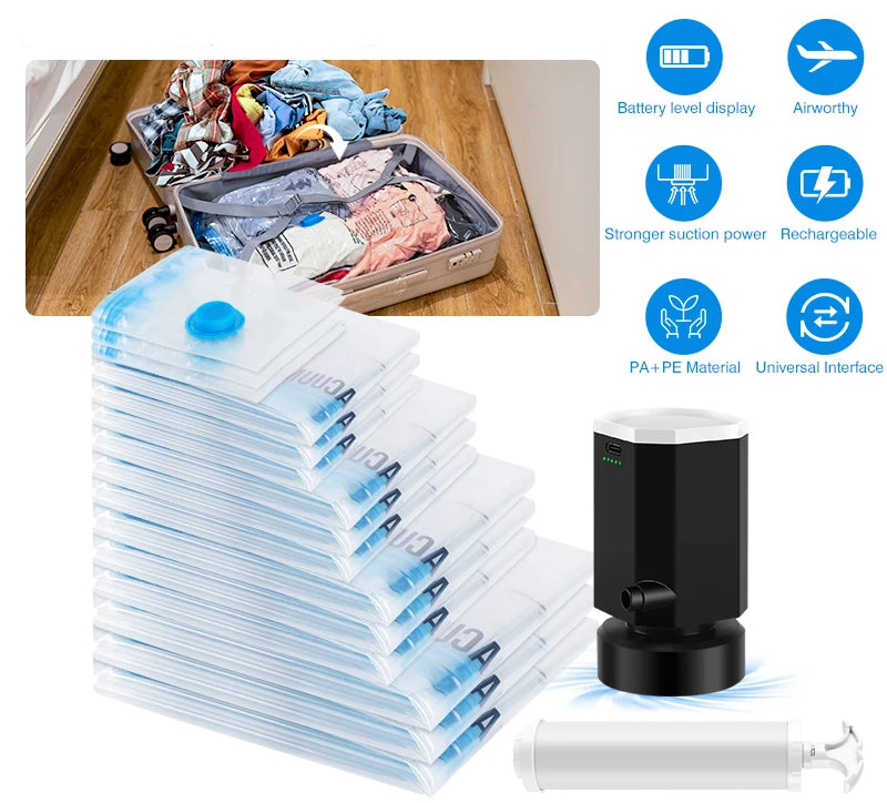 Cordless Electric pump and Vacuum Storage Bags